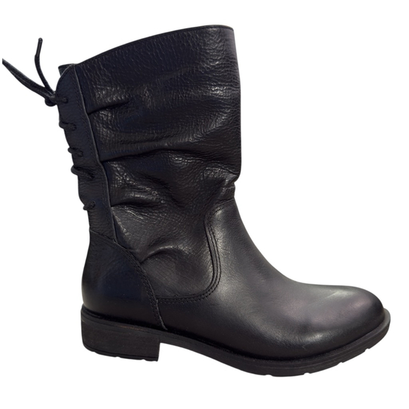 Sofft Womens Size 7.5 Black Leather Mid Calf Lace Up Flat Boots NWOT - Picture 1 of 7